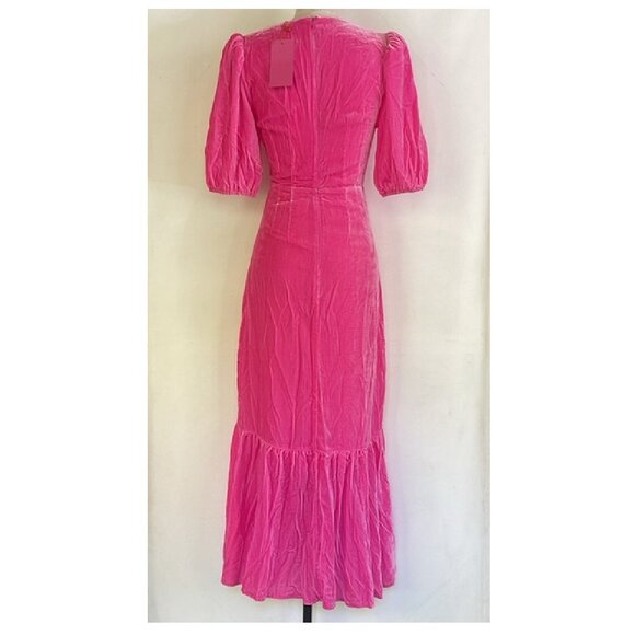 NEW RHODE ESTER PINK VELVET MAXI DRESS IN JAIPUR SIZE 0 - Picture 3 of 8